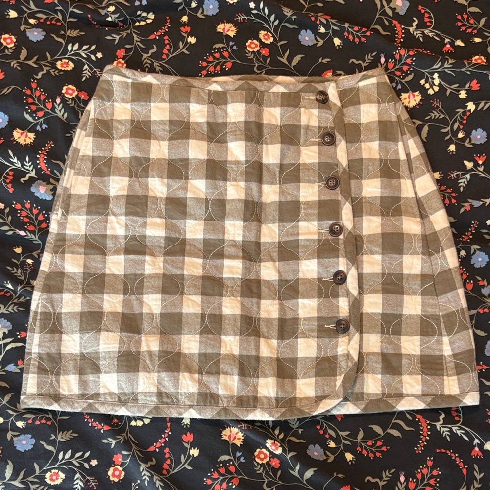 Madewell Checkered Button-Front Mini Skirt